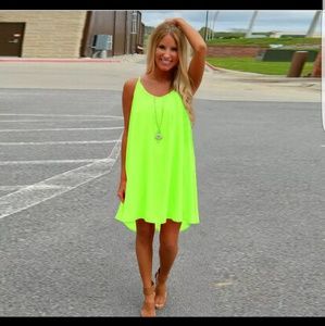 Spring sleeveless dress neon pink